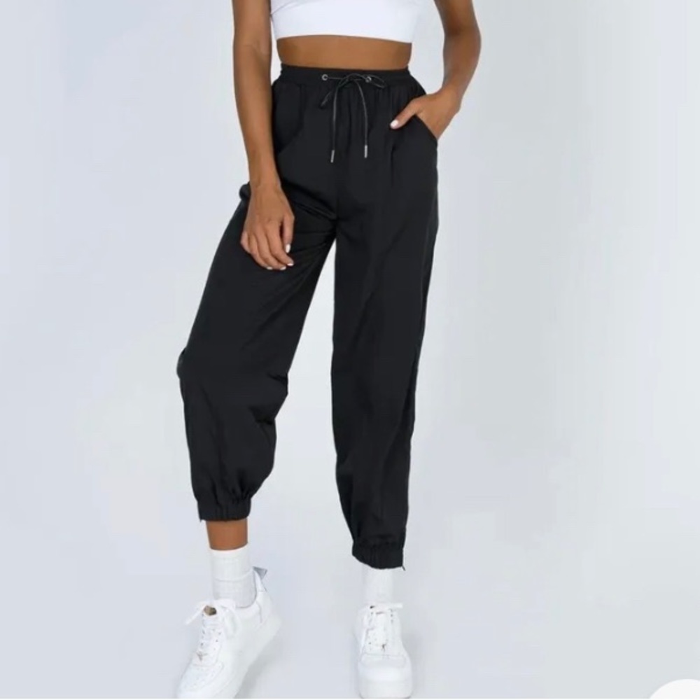 Princess Polly Womens Black Trixi Jogger Drawstring 2 Pocket Pants Size 6